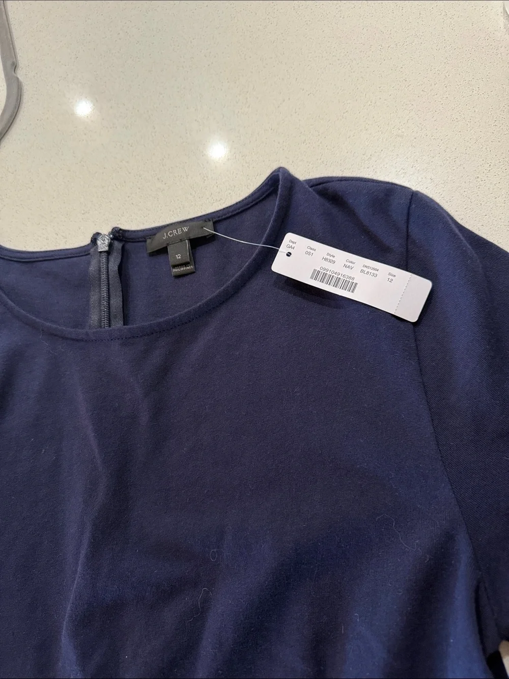 NWT J. Crew Classic Cotton Navy Long Sleeve Women's Dress Size 12